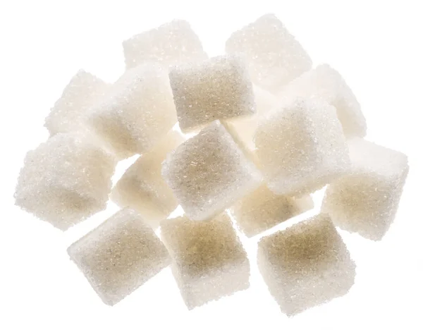 Witte Suikerklontjes Witte Achtergrond Macrofoto — Stockfoto