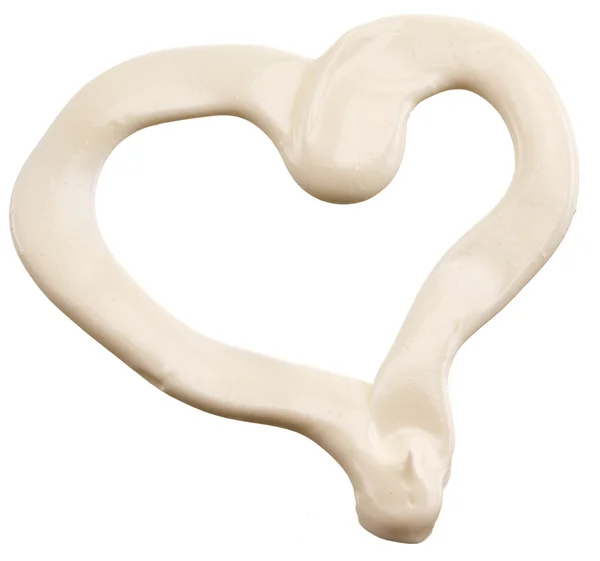 Shape of heart  made of mayonnaise. — Stock Photo, Image