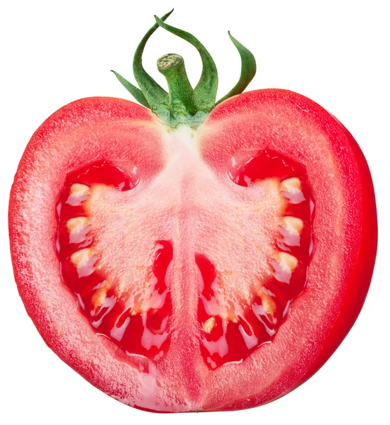 Polovinu rajčete na bílém pozadí. — Stock fotografie