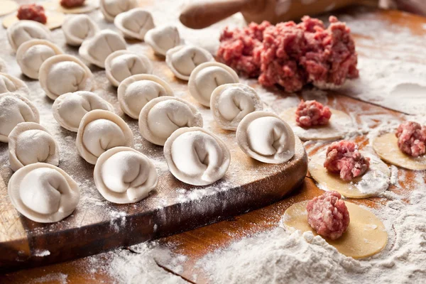 Dumplings. Cooking process. — Stock Photo, Image