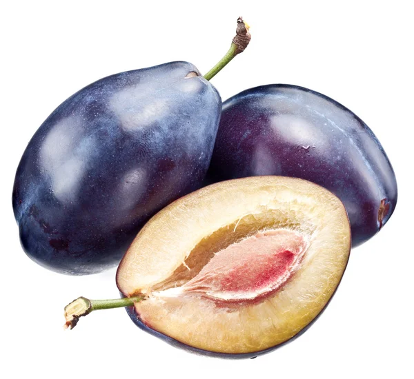 Plums and half of plum. — Stock Photo, Image