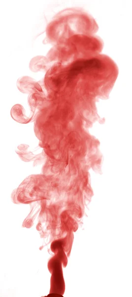 Fumaça vermelha em um fundo branco . — Fotografia de Stock