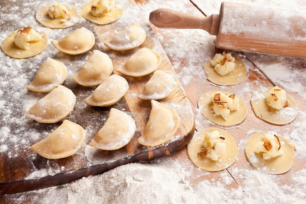 Vareniki (dumplings) with potatoes and onion.