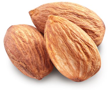 badem izole yaprakları ile.