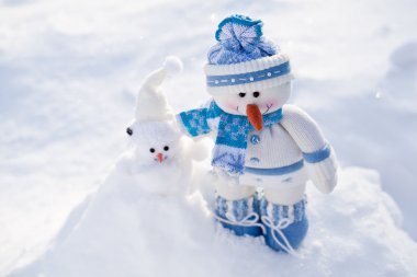 kar burnuna havuç ile küçük kardan adam.