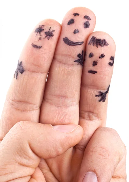 Smileys der Familie auf die Finger gemalt. — Stockfoto