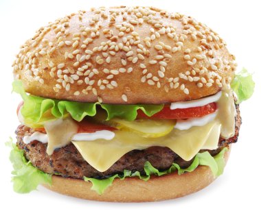 Beyaz bir arka plan üzerinde izole hamburger.