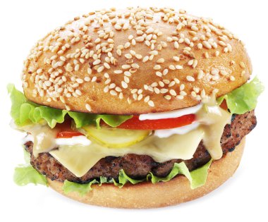 Beyaz bir arka plan üzerinde izole hamburger.