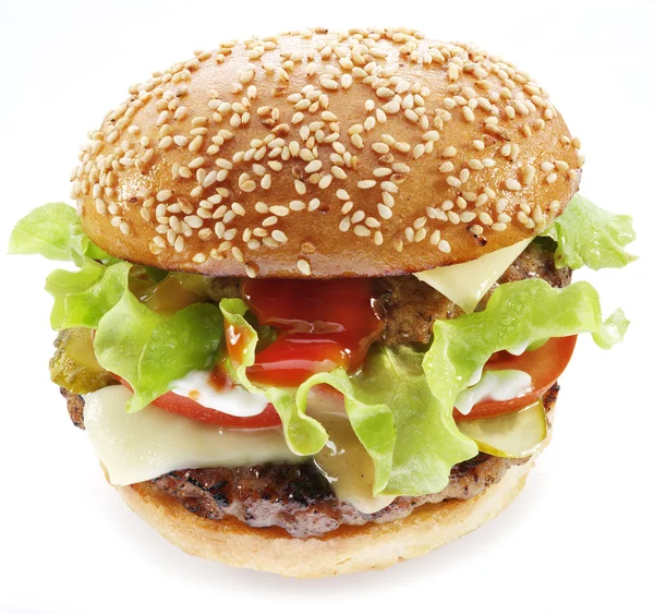 Hamburger isoliert auf weißem Hintergrund. — Stockfoto