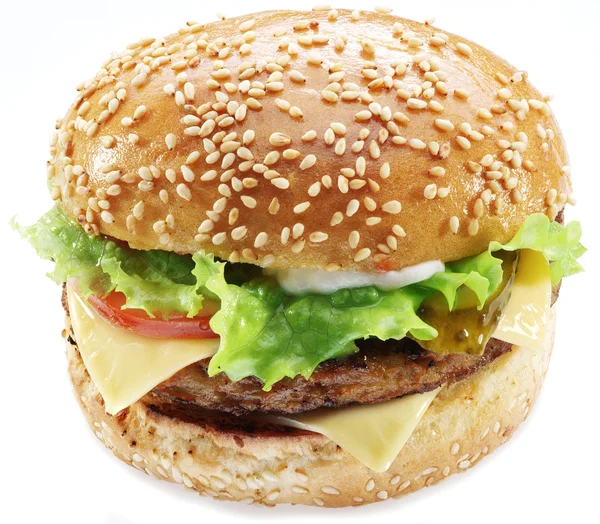 Hamburger elszigetelt fehér background. — Stock Fotó