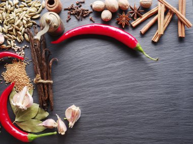 Süper tablo farklı baharatlar.