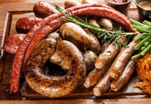 Tasty homemade sausages. — Stock Photo, Image