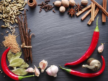 Süper tablo farklı baharatlar.