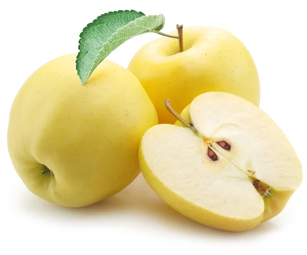 Yellow apples on a white background. — Stock Photo, Image