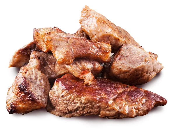 Gebraden vlees stukken. Bestand bevat uitknippaden. — Stockfoto