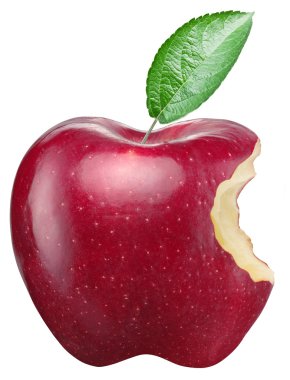 Beyaz arkaplanda kırmızı elma.