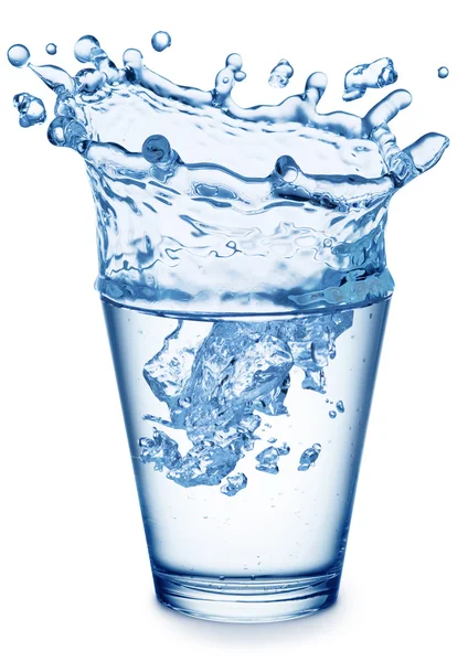 Wasserspritzer in Kronenform im Glas. — Stockfoto