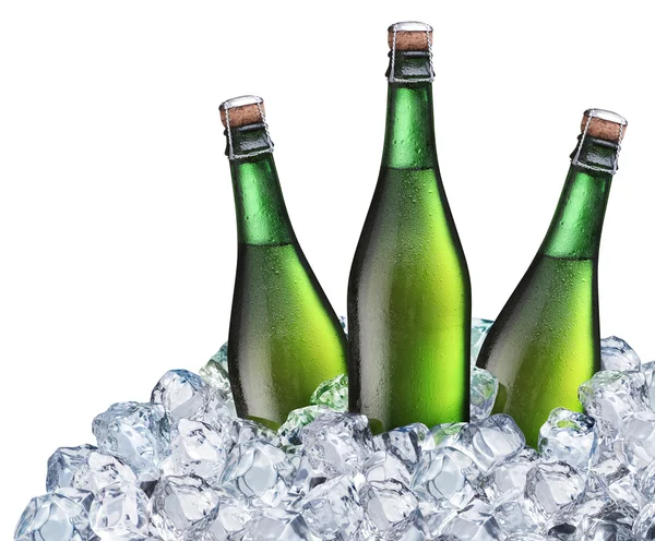 Botellas de cerveza en el hielo . — Foto de Stock