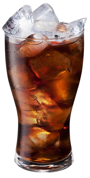 Glas av is cola på vit bakgrund. — Stockfoto