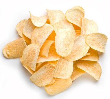 Patates cipsi izole edilmiş beyaz arkaplan.