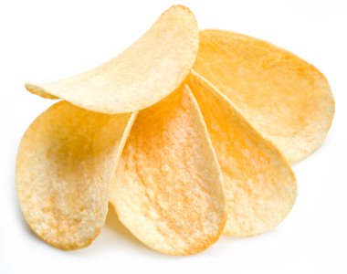 Patates cipsi izole edilmiş beyaz arkaplan.