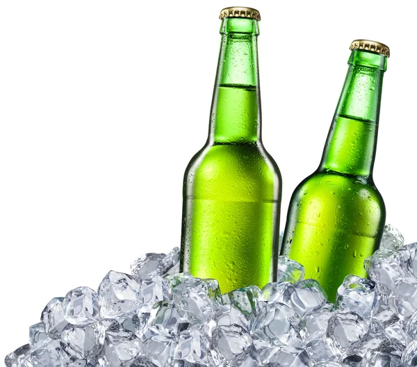 Bottiglie di birra su sfondo bianco. — Foto Stock