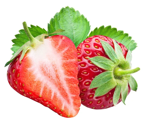 Stawberry and a half of berry. File contains clipping paths. — Stock Photo, Image