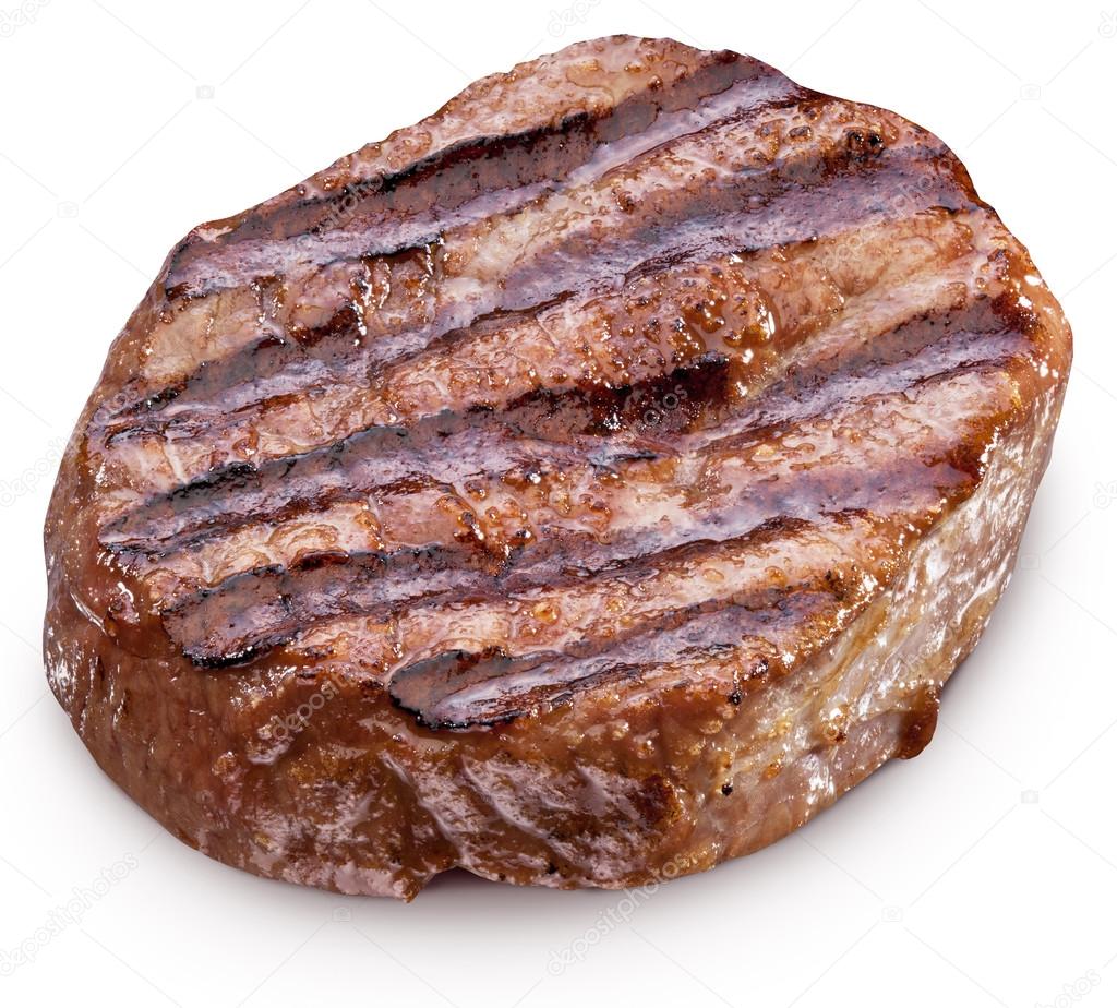 Beef steak isolated on a white background.