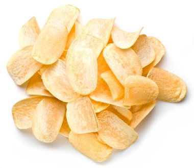 Patates cipsi izole edilmiş beyaz arkaplan.