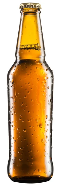 Garrafa de cerveja no fundo branco . — Fotografia de Stock