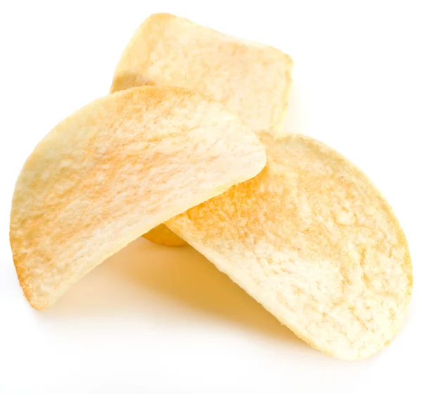 Aardappel chips geïsoleerde witte achtergrond. — Stockfoto