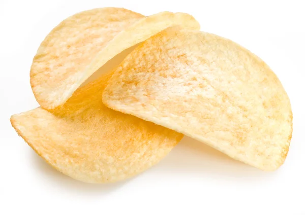 Aardappel chips geïsoleerde witte achtergrond. — Stockfoto