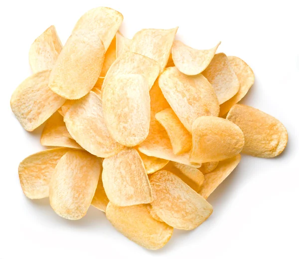 Aardappel chips geïsoleerde witte achtergrond. — Stockfoto