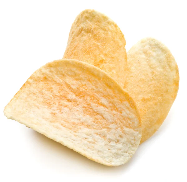 Aardappel chips geïsoleerde witte achtergrond. — Stockfoto