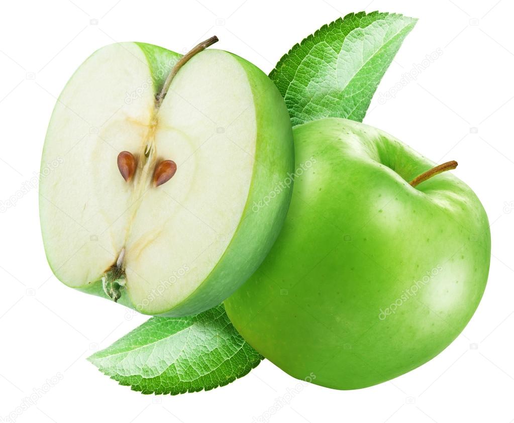 Green apple on a white background.