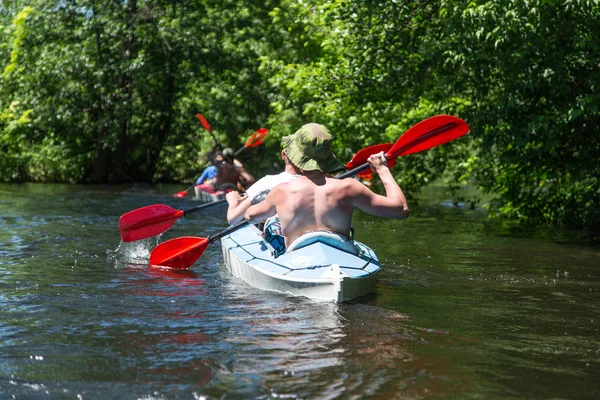 Rafting no rio Vorskla . — Fotografia de Stock