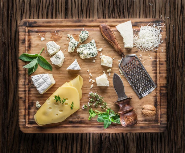 견과류와 허브 치즈의 종류. — 스톡 사진