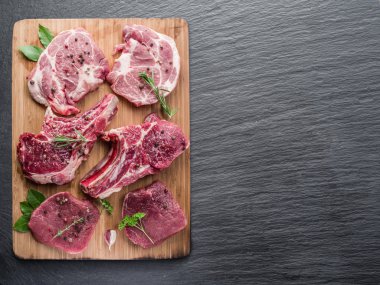 çiğ et baharatlar ile.