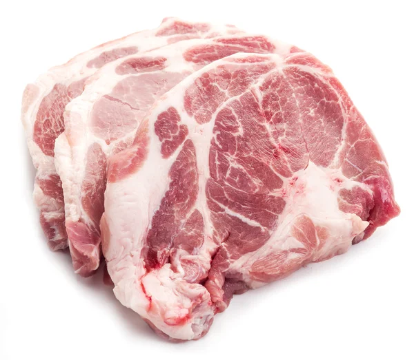 Fatias de carne de porco cruas . — Fotografia de Stock