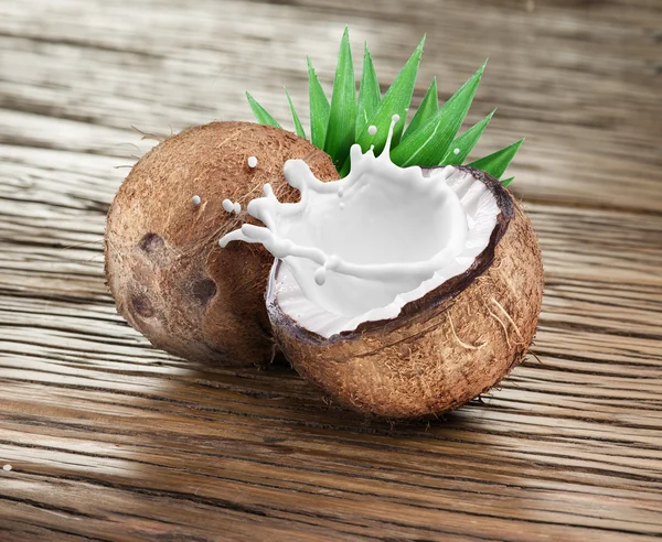 Cocco con spruzzi di latte all'interno. — Foto Stock