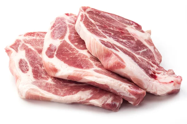 Ruwe varkensvlees vlees segmenten. — Stockfoto