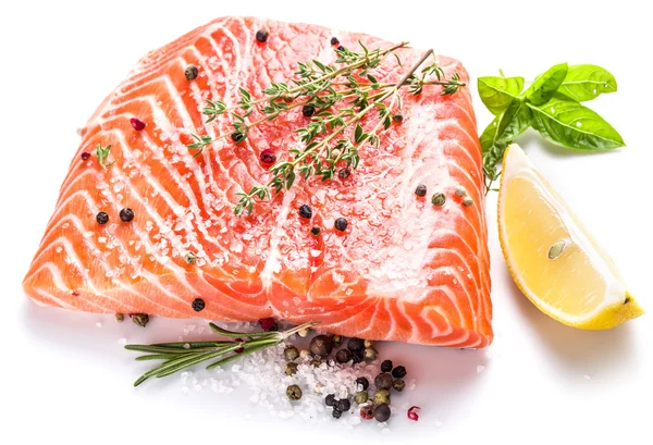 Fresh salmon on the white background. — Stock Photo, Image