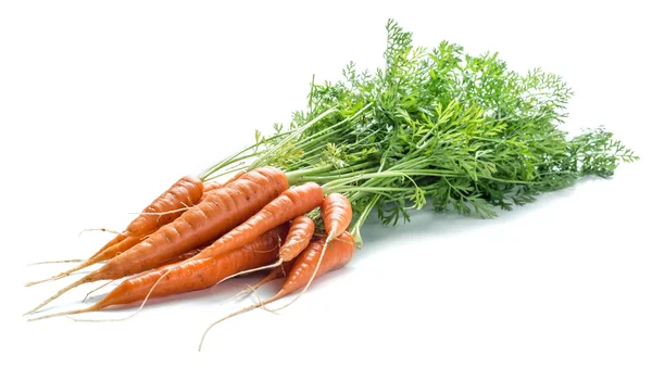 Zanahorias con verduras en el fondo blanco . — Foto de Stock