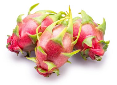 Beyaz arka planda ejderha meyveleri. Dosya kırpma yolları içeriyor.