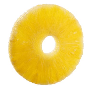 Beyaz arka planda ananas yüzüğü. Dosya kırpma yolları içeriyor.