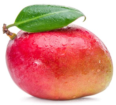 Mango meyve beyaz arka plan üzerinde izole yaprak ile.