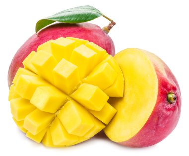Mango meyve ve mango küpleri. Yüksek kaliteli resim.