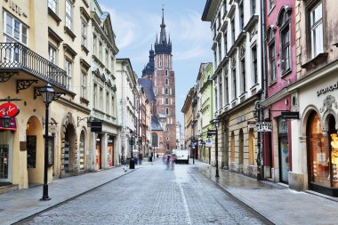 Krakow tarihi kent sokaklarında. Polonya. 6 Mayıs 2015.