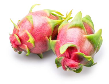 Beyaz arka planda ejderha meyveleri. Dosya kırpma yolları içeriyor.