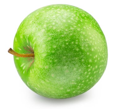 Beyaz arka planda olgun yeşil elma. Dosya kırpma yolları içeriyor.